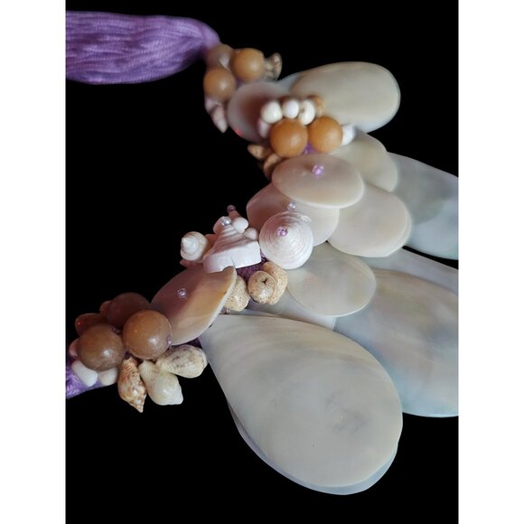Shell/Lavender Collar Necklace/Earring Set - Picture 14 of 16